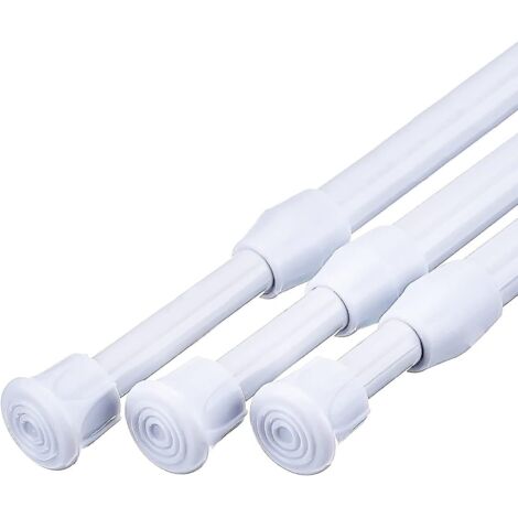 Pack Telescopic Curtain Rod, No Drill Installation, Stainless Steel Window Bar, for Window Closet Rods Shower Rod (White 40 - 70) (1/4)