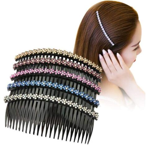 Lot de 5 peignes à cheveux avec pince et strass, pour femmes et filles. - Lot de 5 peignes à cheveux avec pince et strass, pour femmes et filles.