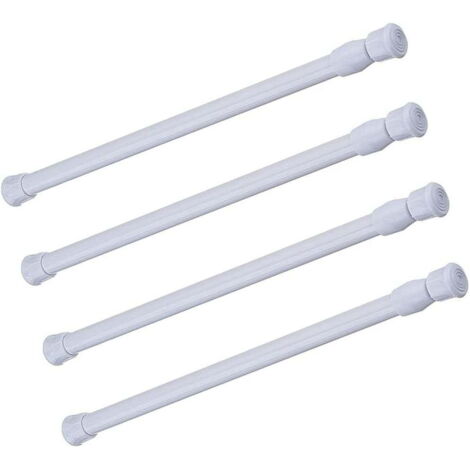 Barres de tension extensibles, lot de 4, en acier à ressort réglables pour placard, rideau de douche ou penderie. Largeur extensible de 55 à 90 cm (21,6 à 35,4 pouces).