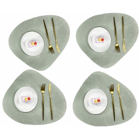 Sets de table et dessous de verre en cuir, sets de table ronds lavables double face antidérapants avec poche, en cuir et dentelle. (1/5)