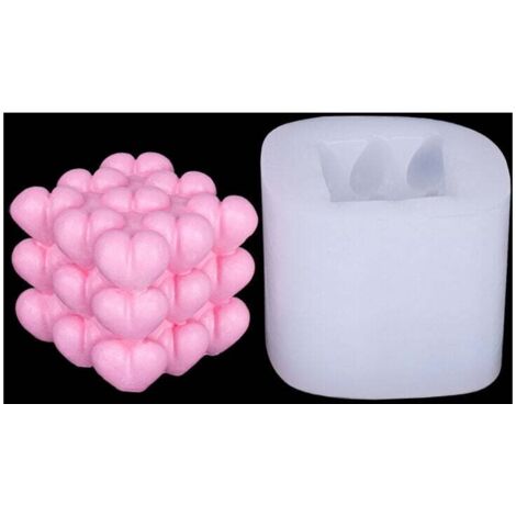 Moule à bougie en forme de cube et de cœur à bulles en silicone - Moule à bougie, moule à chocolat - Moule en résine - Moule en silicone 887 cm (1/5)