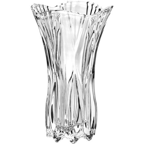 Vase à fleurs grand format en forme de queue de phénix, en cristal épais, idéal pour la décoration intérieure, un mariage ou un cadeau - 25 cm de haut x 12,5 cm de large