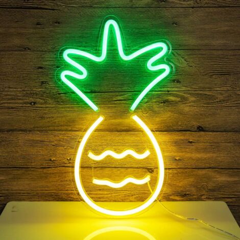 Enseigne lumineuse néon LED USB en acrylique, lampe néon d'ambiance, veilleuse, décoration pour fête, bar, maison, chambre d'enfant ou de bébé, motif ananas (1/5)