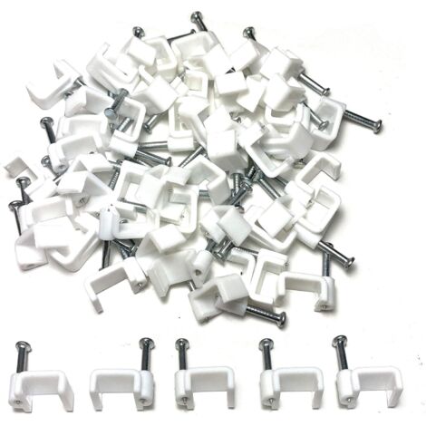 Attaches de câbles électriques en plastique blanc avec clips, 50 pièces, 10 mm, pour câbles, téléphone, télévision par Internet (1/4)