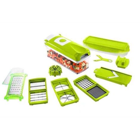 Genius Nicer Dicer Smart (12 pièces) vert - coupe-légumes pour cubes, bâtonnets, tranches, lamelles et quartiers - mandoline coupe-salade et coupe-concombres