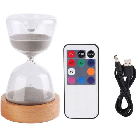 Sablier 2 en 1, minuteur de 15 minutes, veilleuse LED 7 couleurs, décoration de bureau. (1/5)