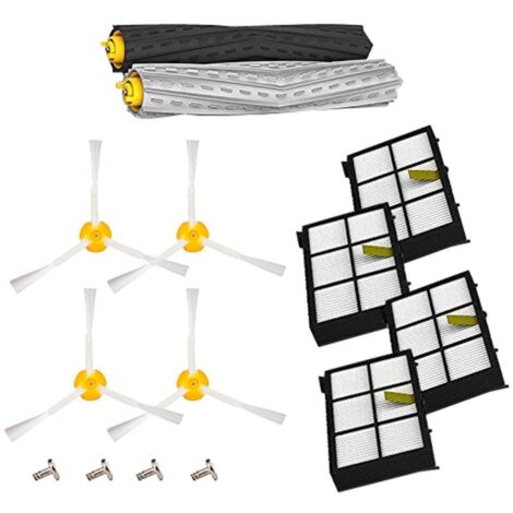 Kit extracteur de débris anti-enchevêtrement et brosse à 3 bras avec filtre pour iRobot Roomba séries 800, 900, 805, 860, 870, 871, 880, 890, 960 et 980 - Pièces de rechange pour aspirateur (1/5)