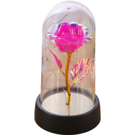 Décoration de Saint-Valentin, cadeau, rose éternelle, petite fleur dorée à la feuille d'or, petite décoration