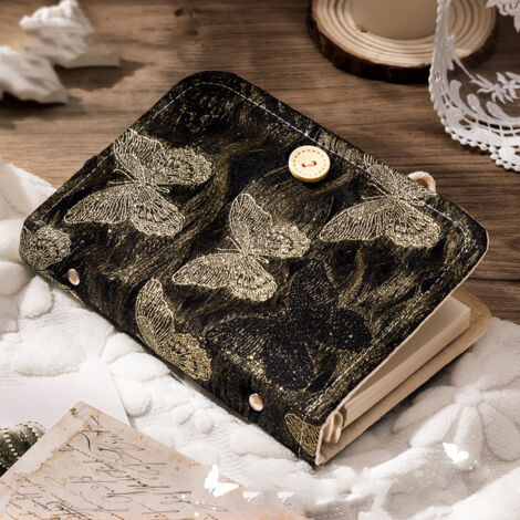 AxeWoodz Classeur A5 Fleur Blanche Brodée - Couverture Tissu Floral Rechargeable 6 Anneaux - Planificateur Personnel