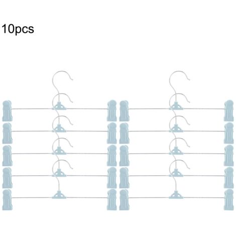 Lot de 10 cintres multifonctionnels, réglables et résistants avec pince pour soutien-gorge et sous-vêtements (bleu) (1/5)