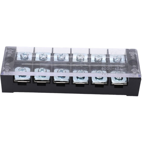 Lot de 2 borniers à vis à double rangée en laiton PC, 45 A, 600 V, type fixe, pour systèmes de distribution
