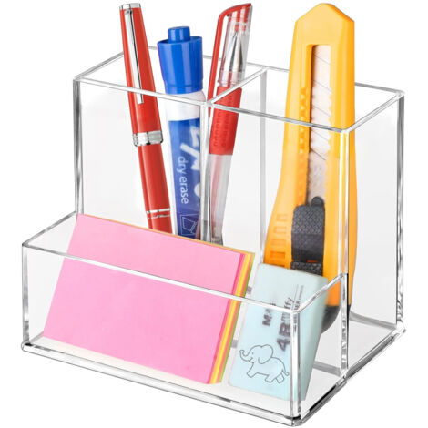 Organiseur de bureau, porte-stylo transparent et présentoir pour porte-stylo, idéal pour les bureaux, les écoles et les maisons. (1/5)