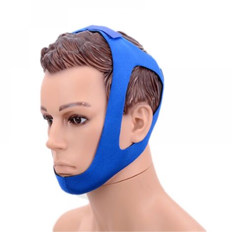 Masque facial triangulaire avec sangle de protection inférieure en forme de V, maintien du menton et sangle de soutien facial triangulaire, bleu, sans bordure