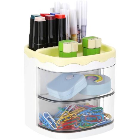 Porte-stylo, porte-stylo de bureau, école, maison, fournitures artistiques, rangement de bureau avec tiroirs (1/5)