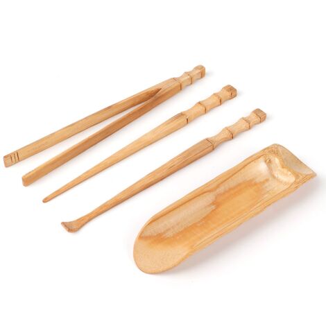 Service à thé en bambou naturel 4 pièces, accessoires classiques chinois pour la cérémonie du thé