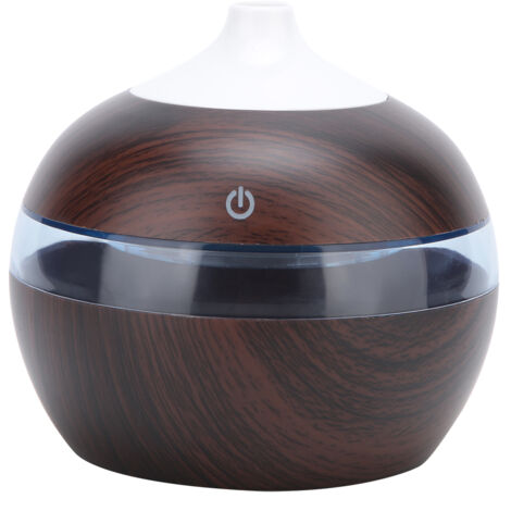 Humidificateur de table rond à motif bois pour usage domestique, alimenté par USB (2) (1/5)