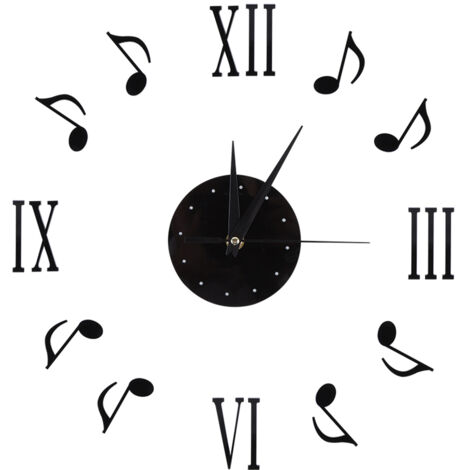 Horloge murale à motif de notes de musique avec cadran en vinyle et chiffres romains 3D pour la décoration intérieure (1/5)