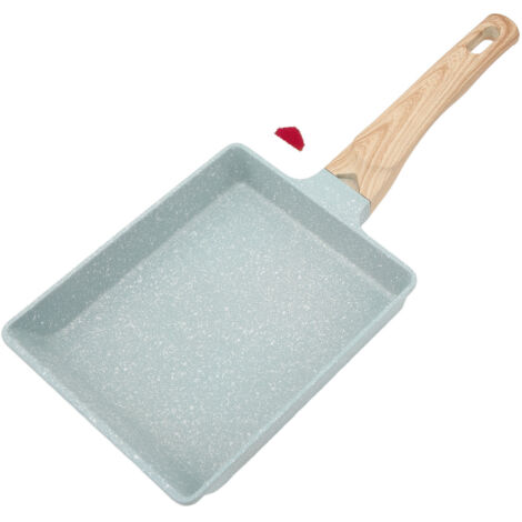 Mini poêle carrée verte antiadhésive en alliage d'aluminium, chauffe uniformément, idéale pour la cuisson des œufs à la maison