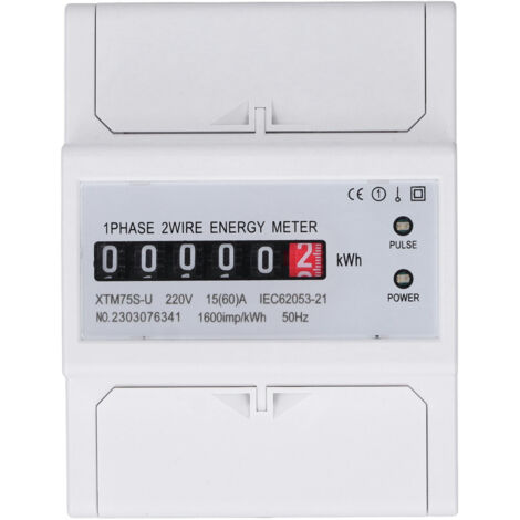 Compteur d'énergie monophasé 220 V CC à affichage numérique, montage sur rail 35 mm, 4 pôles (1/5)