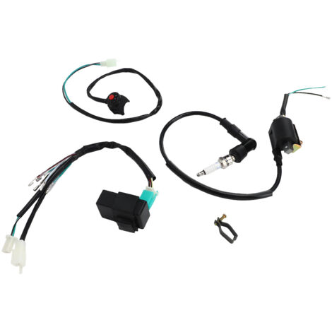 Kit de faisceau électrique pour moteur à kick, boîtier CDI, bougie d'allumage, bobine d'allumage et interrupteur au guidon, compatible avec les motos tout-terrain et quads 50cc, 70cc, 110cc, 125cc, 14 (1/5)
