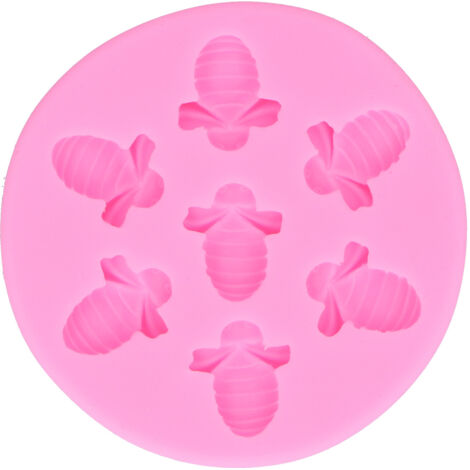 Moule à gâteau en silicone alimentaire en forme d'abeille, pour la décoration de gâteaux et la pâtisserie (rose). (1/5)