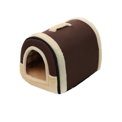 Nid d'animal de Compagnie et canapé-lit, Maison de Chat de Chien Pliable antidérapante et Hiver Doux Matelas Confortable (M, Marron) (1/5)