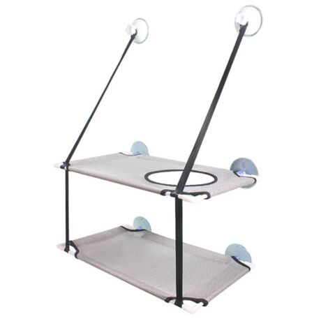 Hamac à double couche pour fenêtre pour chat jusqu'à 10 kg - Peut être installé sur une petite fenêtre - Tapis doux pour fenêtre