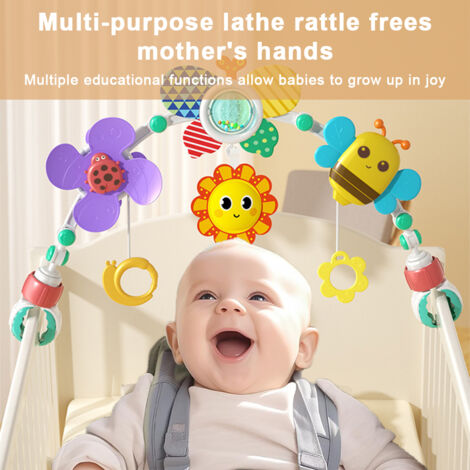 Jouet De Poussette Bébé - Peluche Hochet Sensoriel Avec Clip - Pour 0-12 Mois - Développement Et Divertissement En Voyage