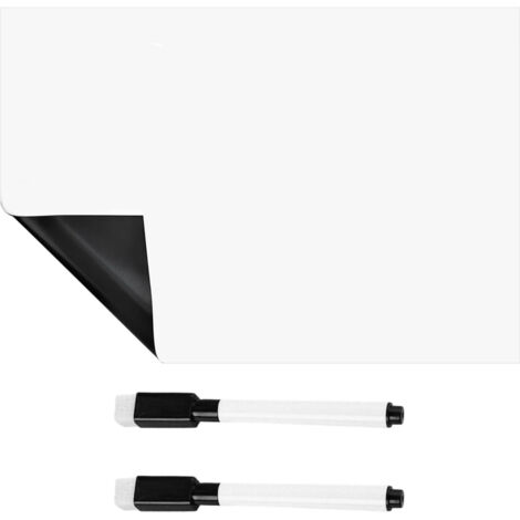 1 tableau blanc magnétique A4 pour réfrigérateur + 2 feutres pour tableau blanc à mine noire