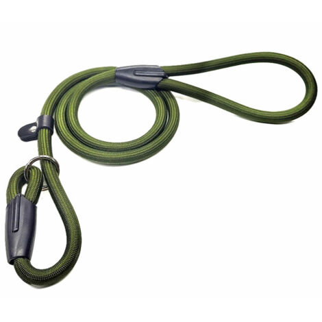 Corde de glisse légère pour chien d'1 mètre, idéale pour les promenades, facile à utiliser, vert olive. (1/5)