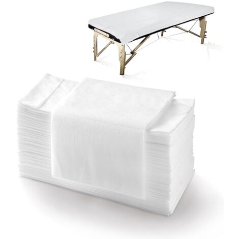 Draps de table de massage, lot de 100 draps jetables pour voyage, draps de table de massage jetables pour esthéticienne, tatouage, épilation à la cire, table de cils, table de salon, 79 x 180 cm (blan (1/5)