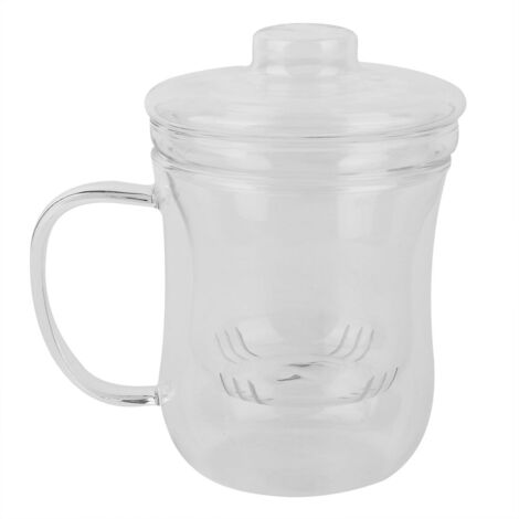 Tasse en verre transparent résistant à la chaleur de 400 ml avec couvercle filtre à thé, idéale pour le bureau.