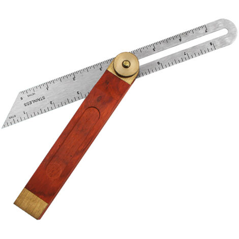 Règle d'angle multifonctionnelle coulissante à poignée en bois, réglable à 360 degrés, avec jauge en T (1/5)