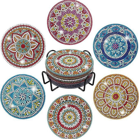 Ensemble de 6 sous-verres Mandala à faire soi-même avec diamant - Ensemble de 6 sous-verres Mandala à faire soi-même avec diamant (1/5)