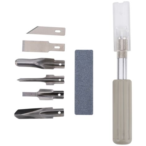 Outil de gravure et de sculpture pour tampons en caoutchouc, avec 6 embouts interchangeables. (1/5)