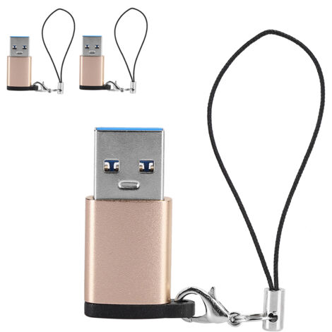 Lot de 3 adaptateurs USB 3.0 vers Type C 3.1 femelle avec cordon, connecteur de transfert électronique (cordon doré) (1/5)