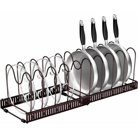 CarmderingOrganisateur de couvercles de casseroles de style tiroir. Idéal pour ranger couvercles de casseroles, poêles et ustensiles de cuisine. Couleur bronze.10Une partition (1/5)