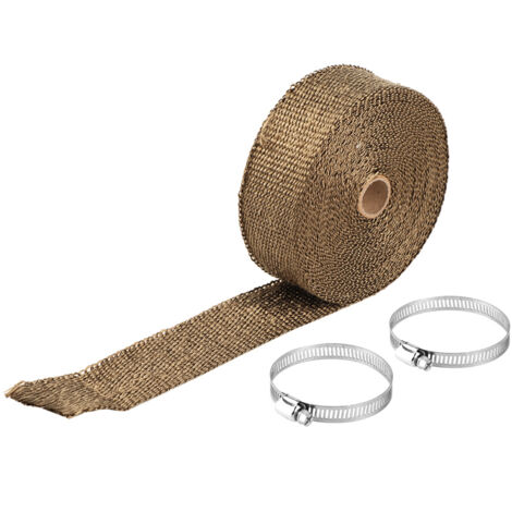 Ruban isolant thermique de 10 m pour collecteur de tuyau d'échappement, résistant à la chaleur, avec attaches (Titane Or) (1/5)