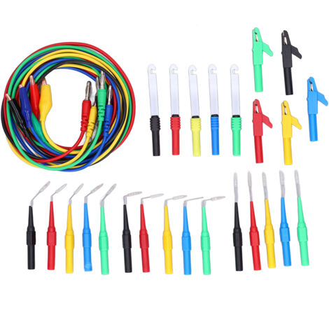 Kit de cordons de test à fiches bananes, bonne conductivité, sondes arrière à 90°, 135° et 180°, kit de fiches bananes de 4 mm pour le diagnostic automobile. (1/5)