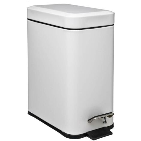 5Poubelle rectangulaire à fermeture lente en acier inoxydable blanc - Carmdering (1/5)