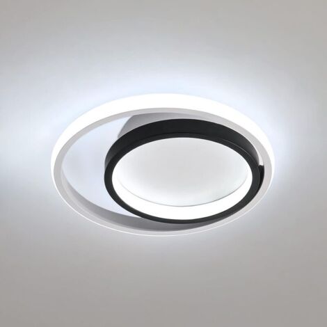Plafonnier LED noir moderne, 28W, plafonnier rond en acrylique, Ø25cm, convient aux chambres, cuisines, salons, couloirs et balcons (lumière blanche 6500K). (1/5)
