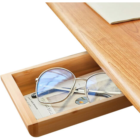 Tiroirs en bois sous la table, organiseur de tiroir caché auto-adhésif coulissant, rangement fait main facile à installer sous la table (1/5)
