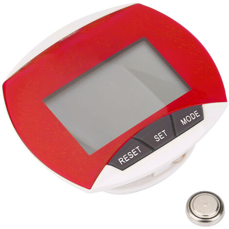 Podomètre d'extérieur, compteur de pas, de distance de marche et de calories brûlées (rouge) (1/5)