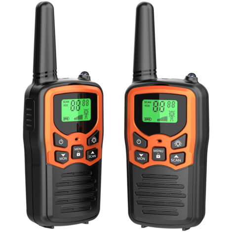 Talkies-walkies neufs, portée ultra longue de 8 km - Orange (lot de 2) - Talkies-walkies neufs, portée ultra longue de 8 km - Orange (lot de 2) (1/5)