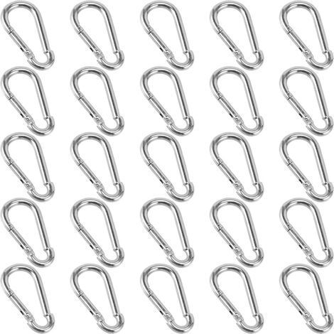 Lot de 25 mousquetons de 40 x 4 mm, porte-clés mousqueton, petit mousqueton de pompier, mousqueton avec crochet pour sac à dos, laisse pour chien, camping, pêche, voyage (1/5)