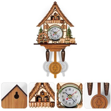 Horloge à coucou antique en bois, horloge murale en forme de nichoir à coucou, décoration intérieure, horloge à coucou à pendule automatique, décoration intérieure (1/5)