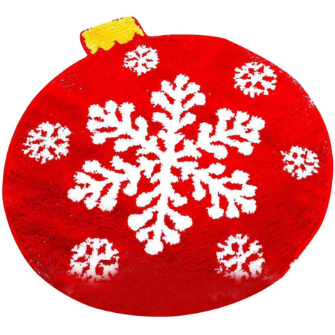 Tapis de bain rond de 19,7 pouces (50 cm) à motifs de flocons de neige rouges, antidérapant, idéal pour l'hiver et s'harmonisant avec les décorations de Noël. (1/5)