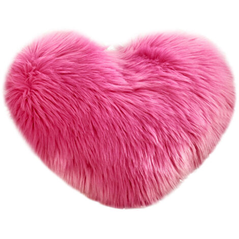 Coussin décoratif moelleux en forme de cœur - coussin de canapé douillet, cadeau déco - idéal pour la Saint-Valentin et la fête des Mères - rose vif (1/5)