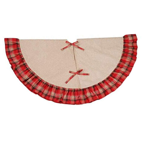 Jupe de Sapin de Noël en Lin, lot de 48, tapis de sol à carreaux rouges et noirs, décoration de fête de Noël (120 cm) (1/5)