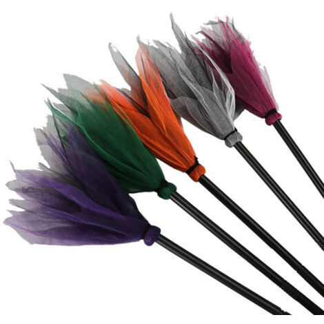 Ensemble de 5 balais de sorcière pour Halloween, en plastique, en forme de sorcière, pouvant servir de balai volant, idéal pour les fêtes d'Halloween et la décoration de maisons hantées. (1/5)